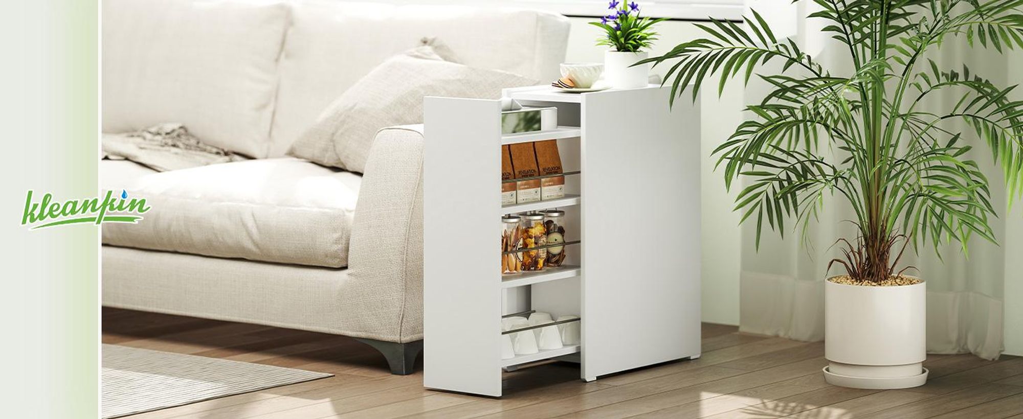 HOMCOM Nischenschrank Schmaler Badezimmerschrank mit tiefer Schublade, Rad Weiß
