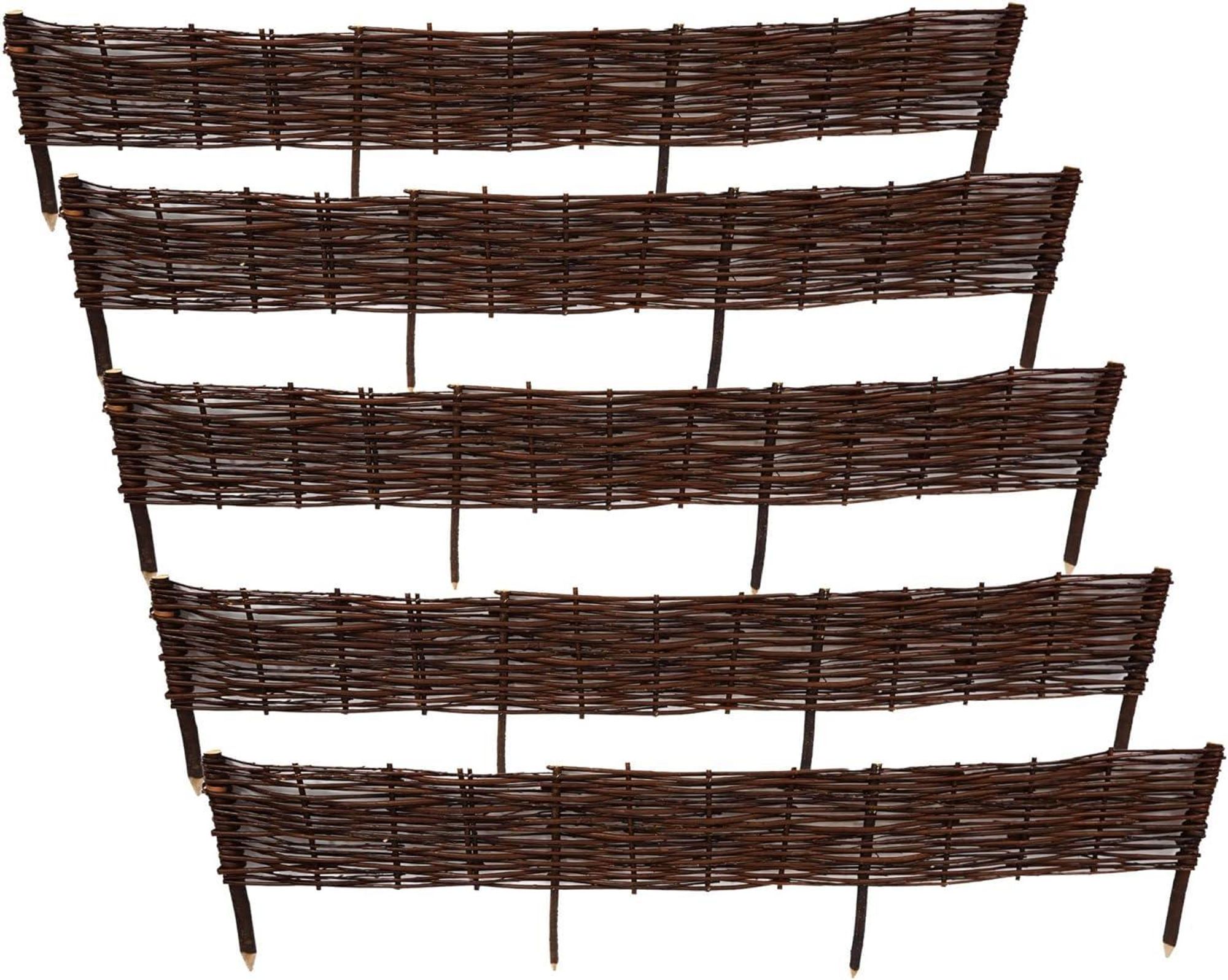 Ogrodzenia Wiklinowe Palisada Wiklinowa Zestaw 10 sztuk 120x20 cm, Rabatka Ogrodowa, Obrzeże Trawnika, Naturalny Płotek Wiklinowy, Ręcznie Robiony