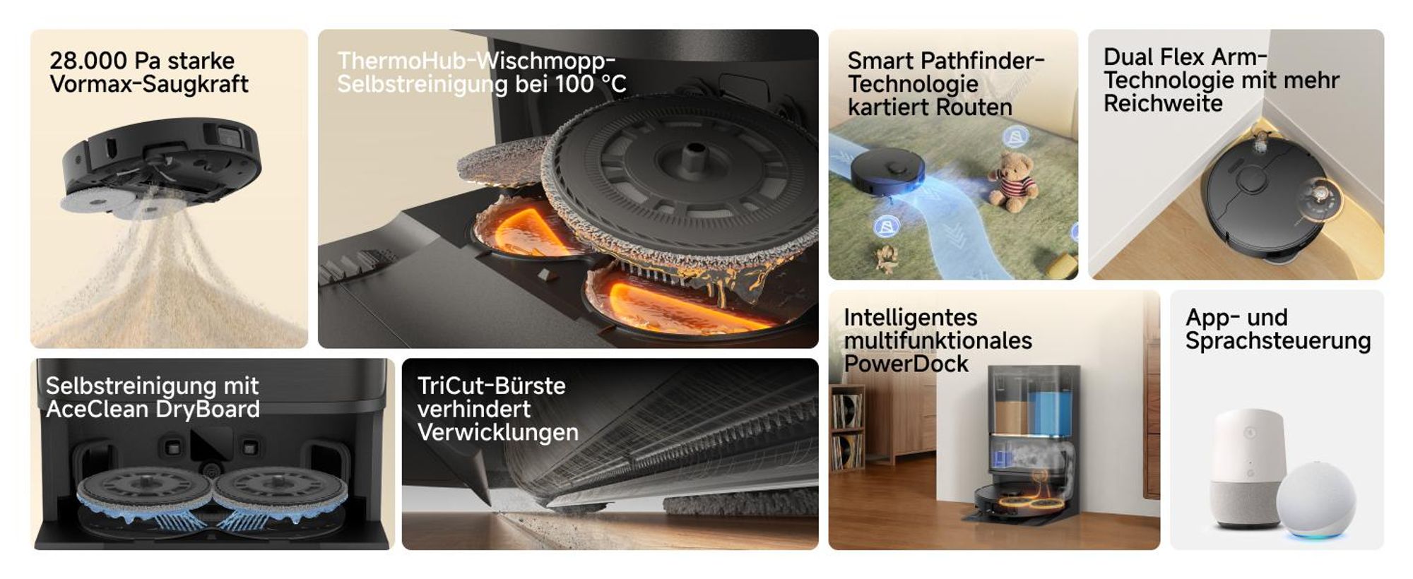 Dreame L50 Ultra AE Saugroboter mit Wischfunktion,28.000Pa Saugleistung,Automatische Entleerungsstation,Ausziehbare Seitenbürste,DryBoard,Schwarz