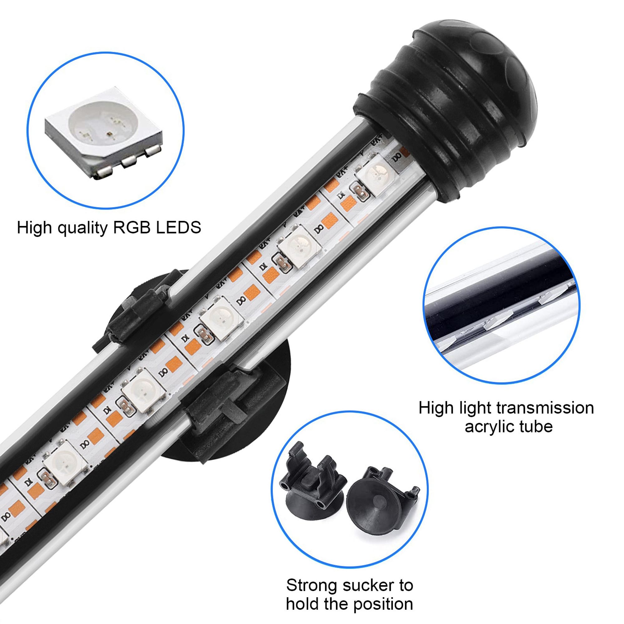 38cm Aquarium LED Lampe IP68 Wasserdicht 5W 21LEDs RGB Beleuchtung Aquarium Licht mit APP Fernbedienung Aquarienpflanzen Licht DIY Aquarienbeleuchtung