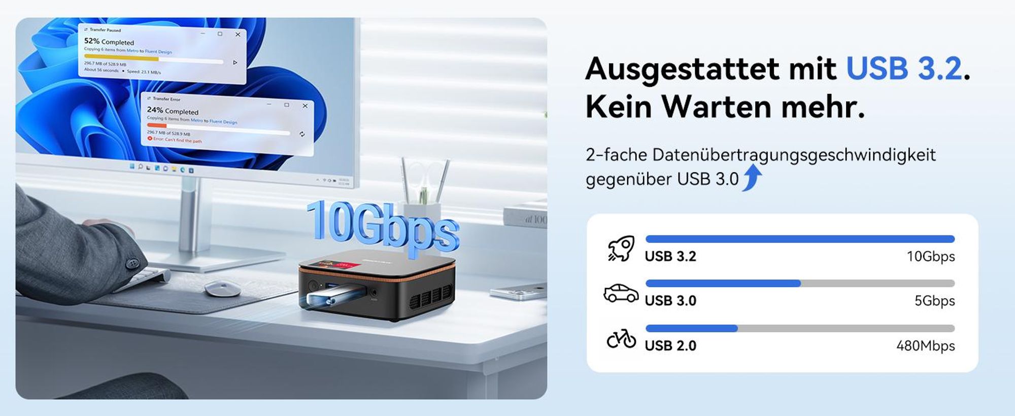Blackview MP20 Ryzen 3  3300U Desktop-PC, Win 11Pro 3,6 GHz, 16GB RAM 512GB SSD M.2 Mini Computer, 4K Dual Display, WiFi 6, für Zuhause Büro