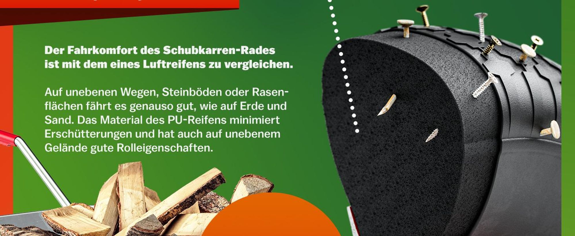 GARDEBRUK® Schubkarrenrad Polyurethanschwarz