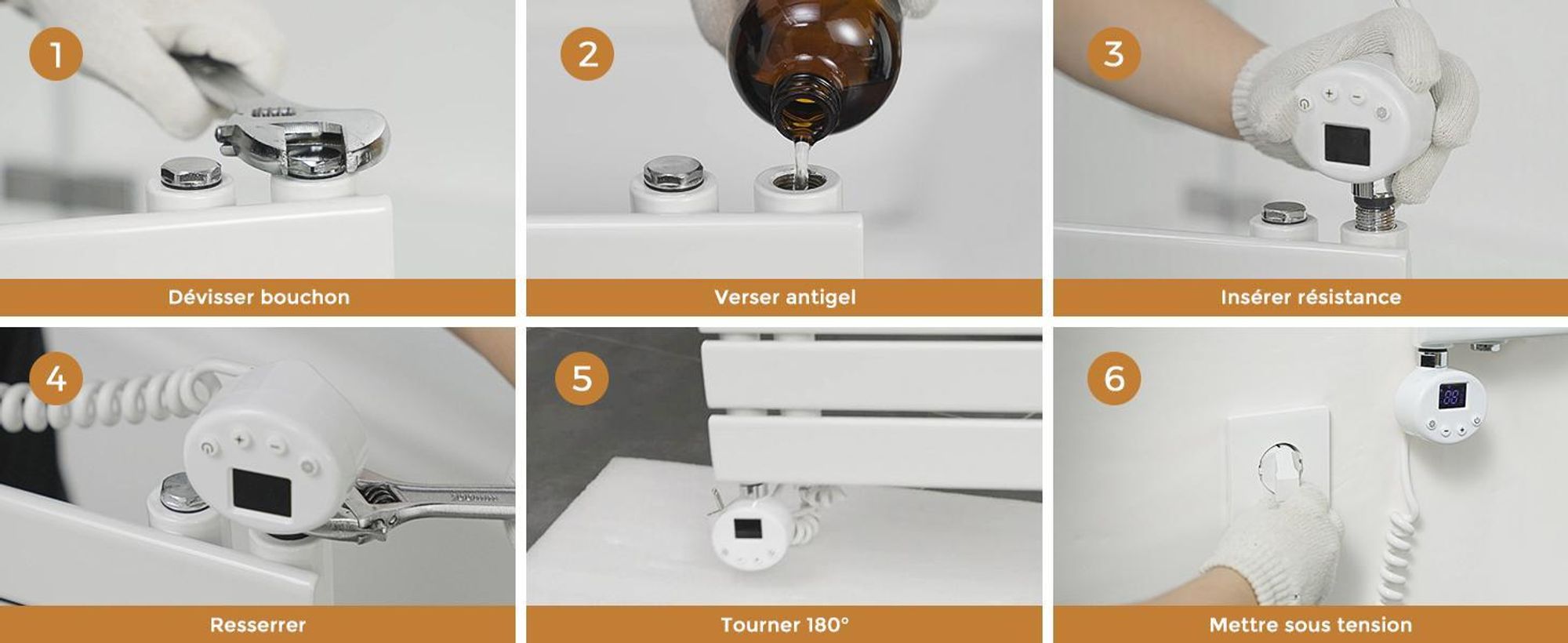 S'AFIELINA thermoplongeur avec thermostat 900W, minuterie programmable & affichage LCD, WiFi, pour radiateur de salle de bain, acier inoxydable, contrôle intelligent, anthracite