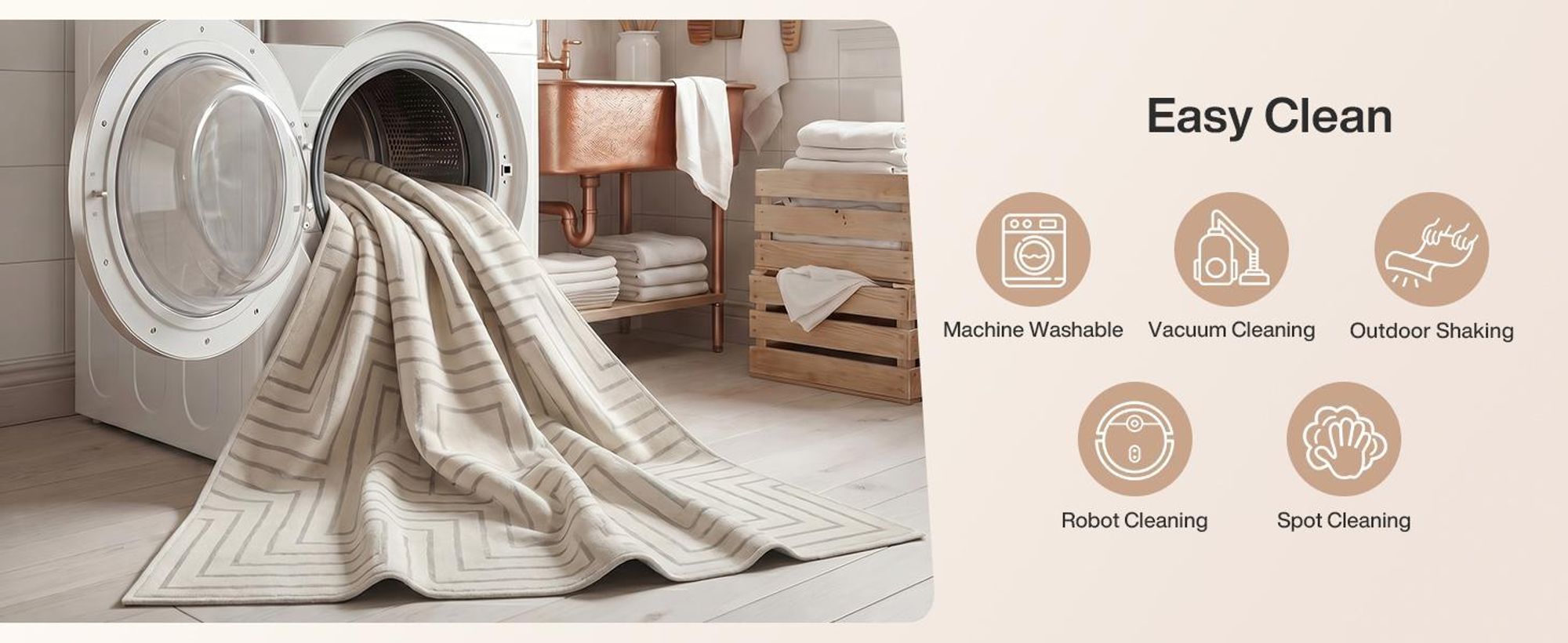 Tribesigns Geometrischer Kurzflor Teppich 200x300 cm, Anti-Rutsch, großer Wohnzimmerteppich waschbar,  , Wohnzimmer Schlafzimmer Flur, Beige
