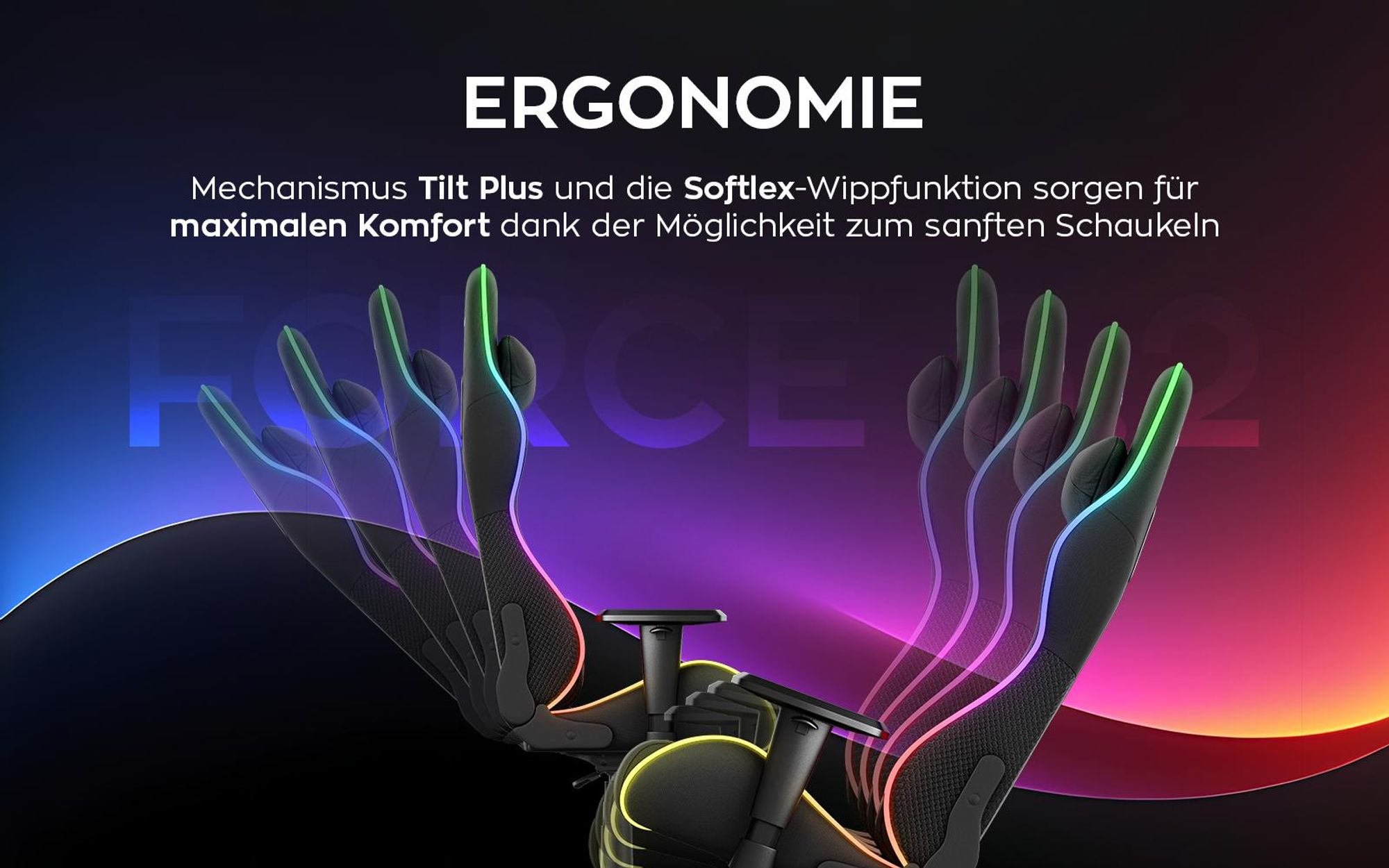 Huzaro Force 6.2 | RGB LED Beleuchtung Gaming Stuhl Gamer Bürostuhl Schreibtischstuhl Gamer Kopfstütze Lendenstütze | bis 130 kg belastbar | Schwarz