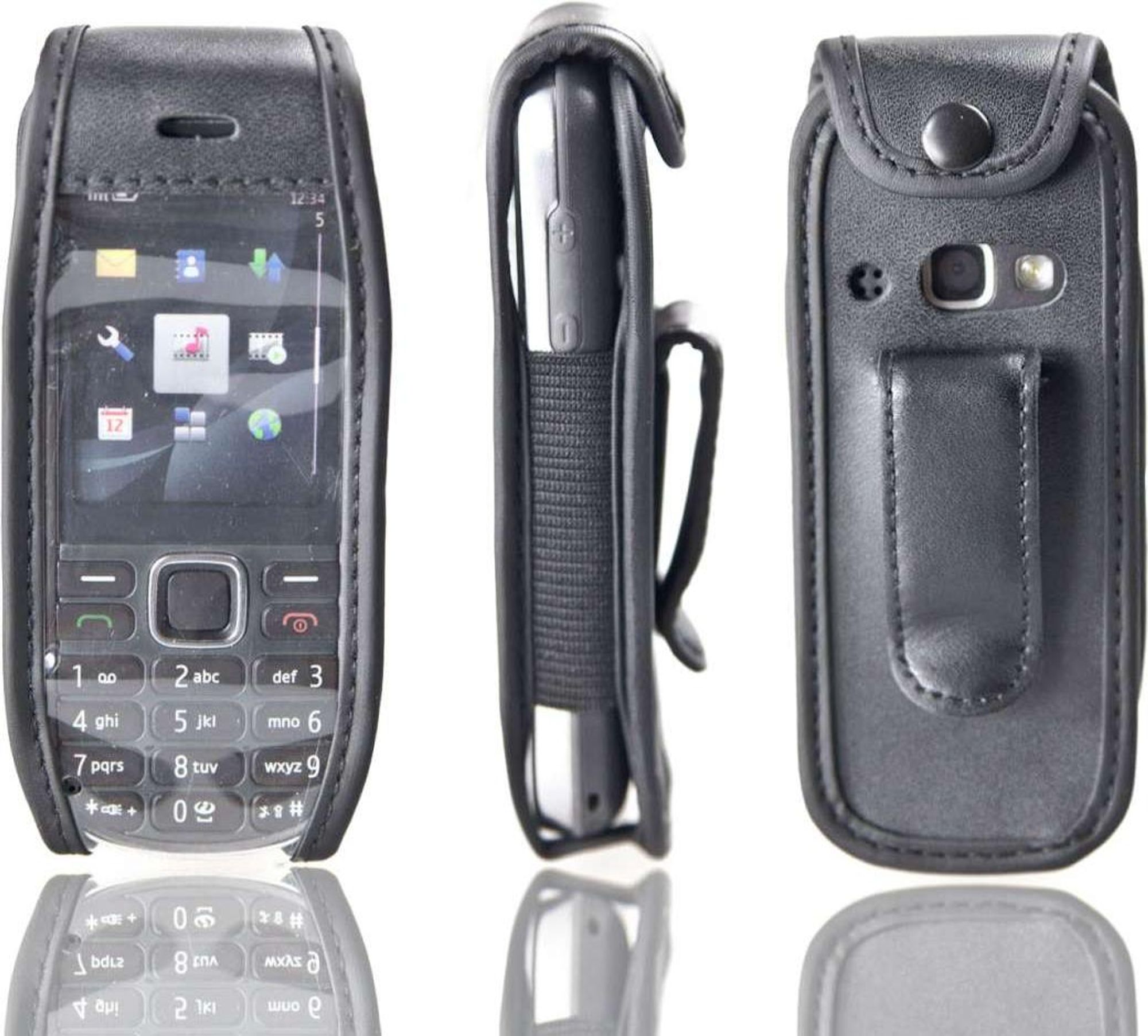 caseroxx Ledertasche mit Gürtelclip kompatibel mit Nokia 3720 aus Echtleder, Tasche mit Gürtelclip und Sichtfenster  Bild 1