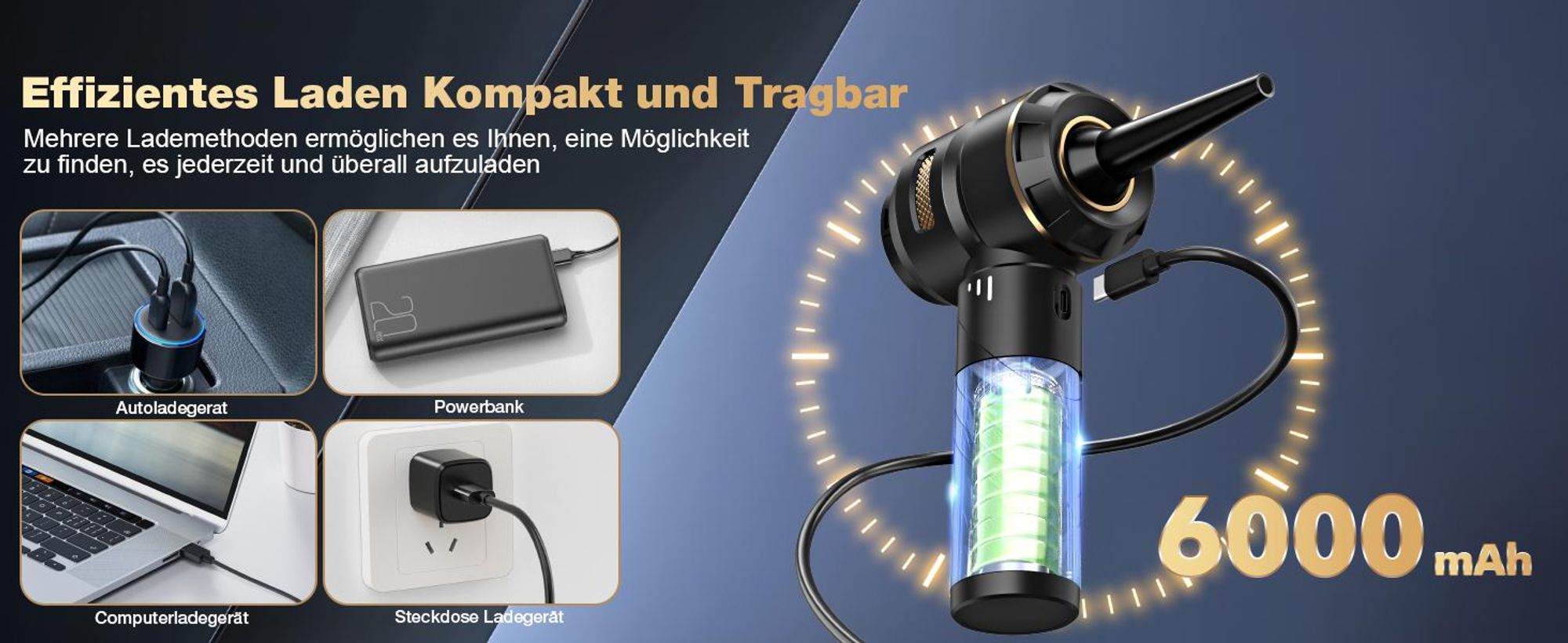 Handstaubsauger Akku 4-in-1,Auto Staubsauger ,25000PA Handstaubsauger Kabellos,3-Gang Bürstenlos staubsauger für Auto,PC,Sofa,Haus& Tierhaar Reinigung