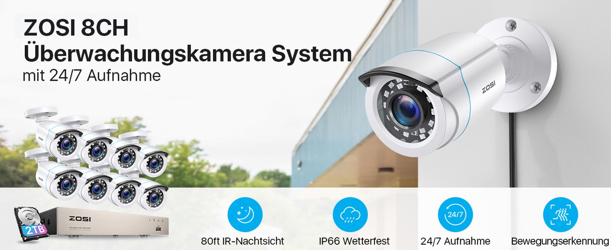ZOSI 2MP Überwachungskamera Set