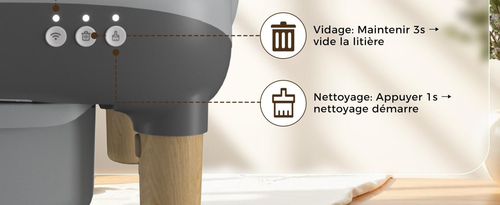Bac à litière ouvert sur le dessus, bac à litière automatique autonettoyant, bac à litière XXL, grande capacité,via application, pour plusieurs chats