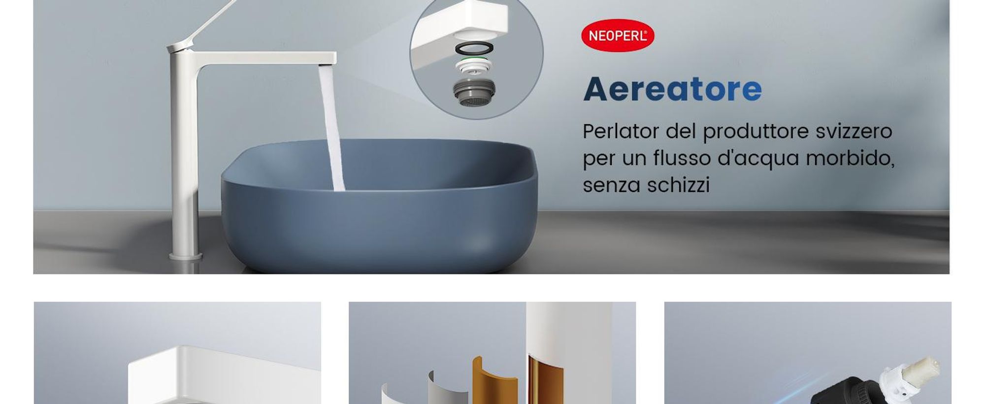 EMKE Rubinetto bagno bianco opaco 335x233x46mm, ottone, cartuccia ceramica, miscelatore bagno, miscelatore lavabo, miscelatore lavabo