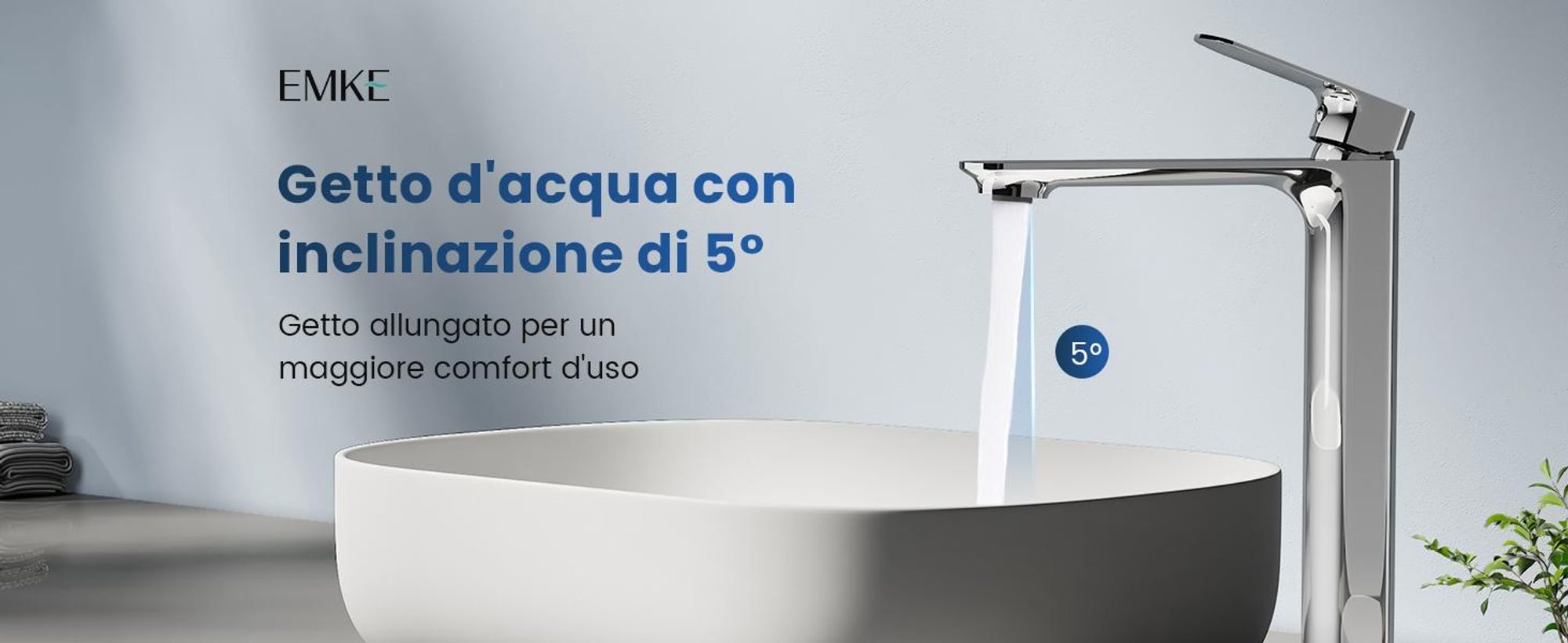 EMKE Rubinetto per lavabo Rubinetto per lavandino Rubinetto per bagno Miscelatore monocomando Rubinetto per bagno in ottone 269 x 215 x 49 mm Cromo