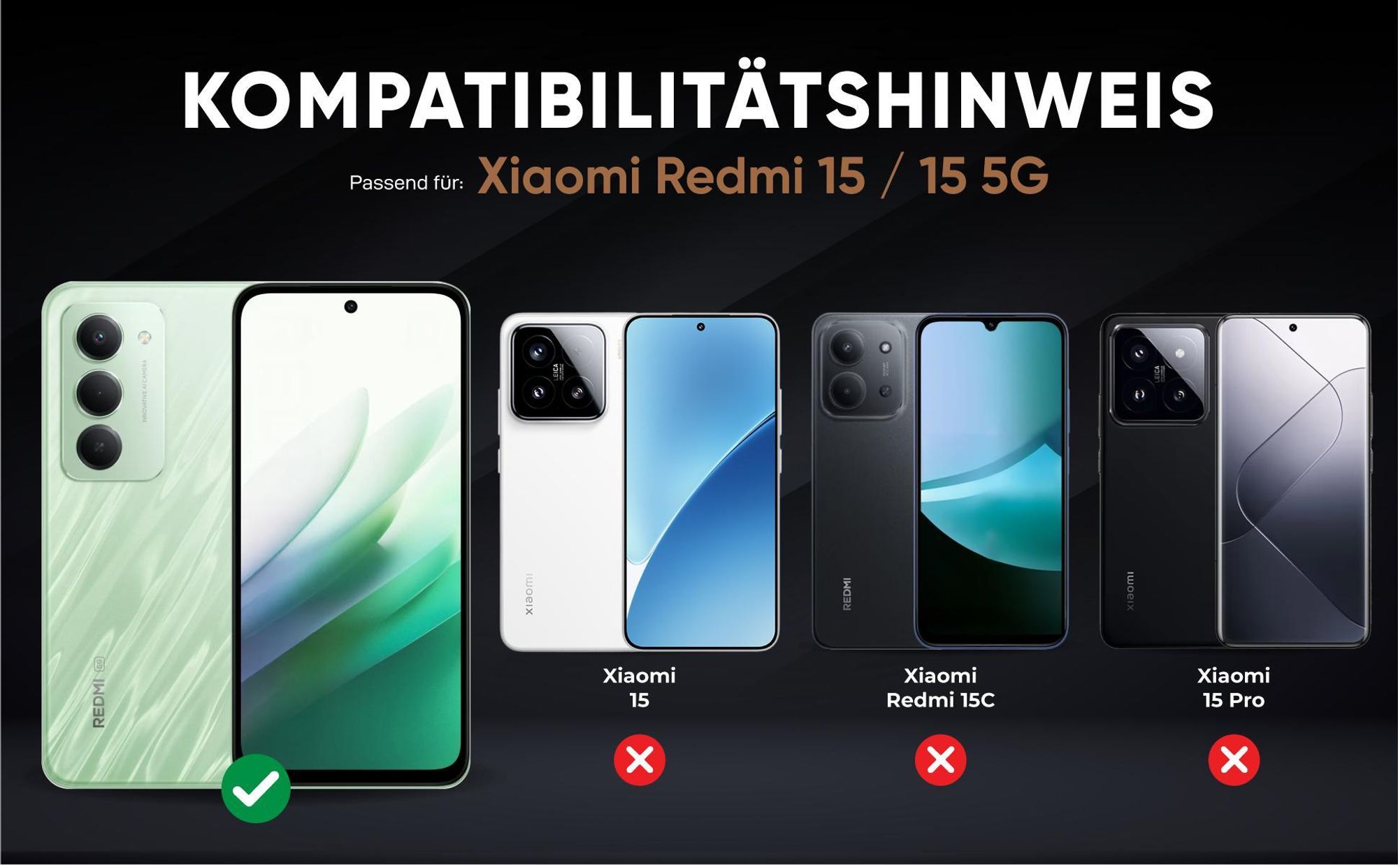 Kompatibilitätshinweise Hülle für Xiaomi Redmi 15 / 15 5G