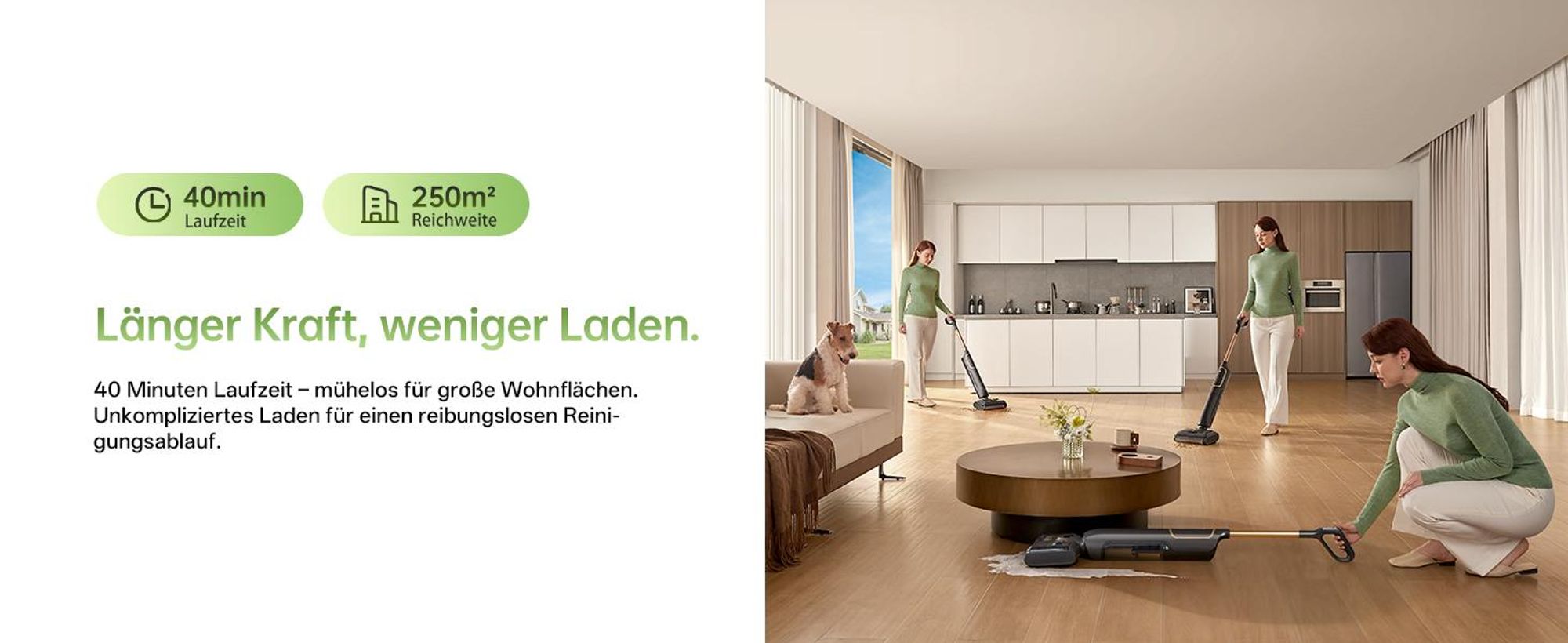 Vactidy X7 Nass-Trocken-Akkusauger, 3-in-1 Saug Wisch - 180° Flachliege-Design, 13 cm Schlank, 0 mm Kantenanpress mit Anti-Tangle-Technologie