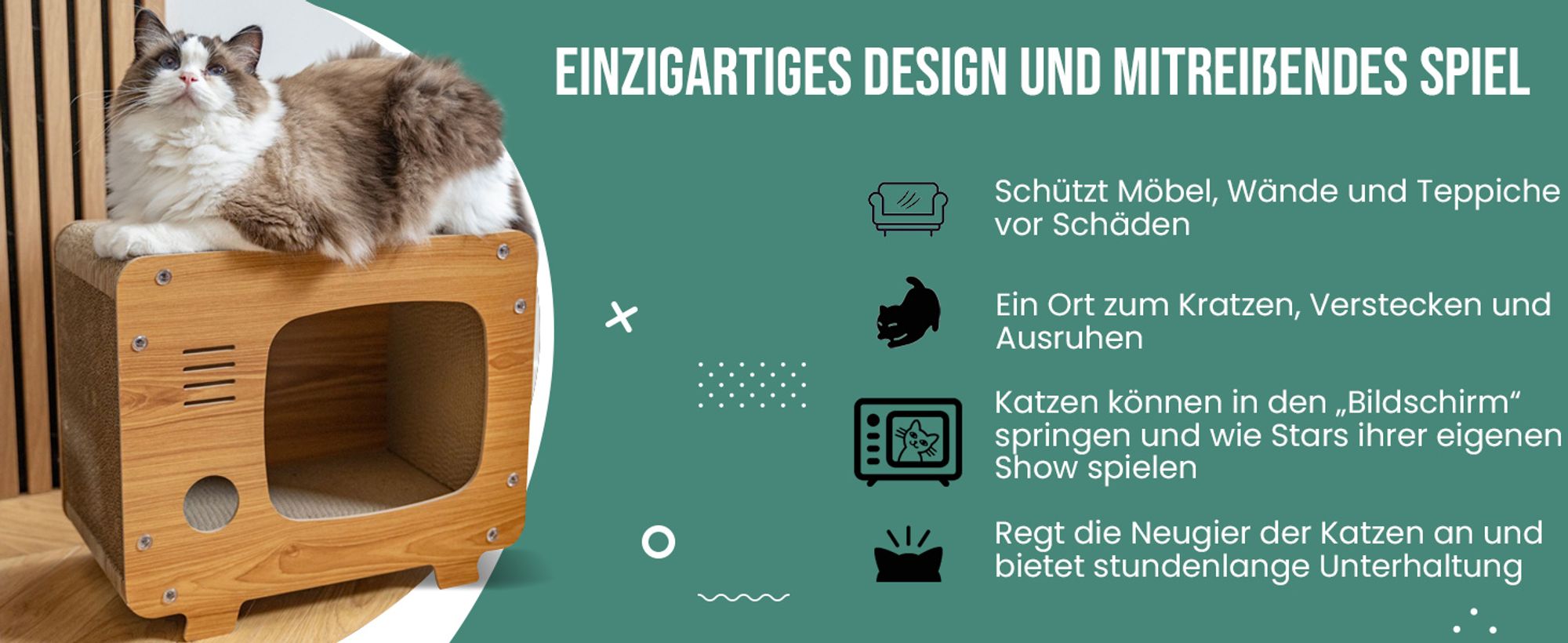 Petsona Kratzbrett Für Katzen Natürlicher Katzenkratzer Spielplatz Kratzpappe & Kratzteppich Für Katze Katzenspielzeug Selbstbeschäftigung, Natürlich