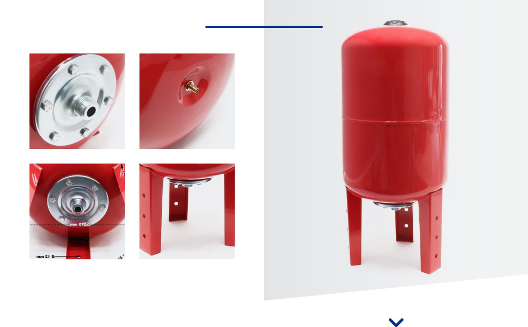 Wiltec Ausdehnungsgefäß 50 Liter, vertikaler Membrankessel für Hauswasserwerke und Druckerhöhungsanlagen mit EPDM Membran