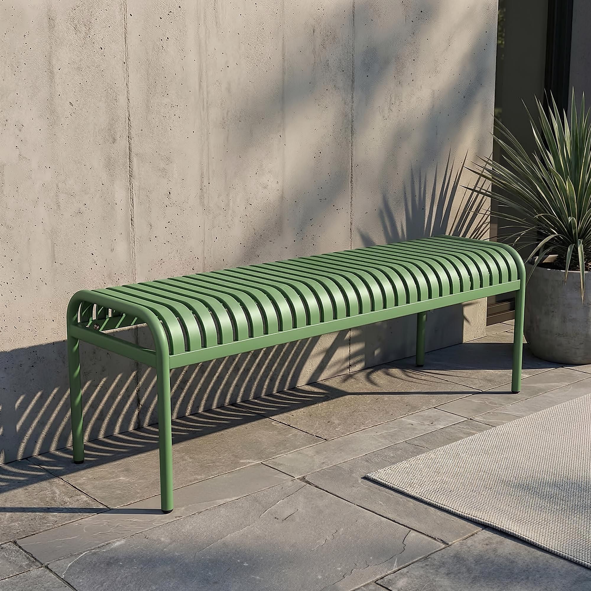 di volio Gartenbank BAISO - Metallbank für Terrasse & Garten, 130 cm, wetterfest grün