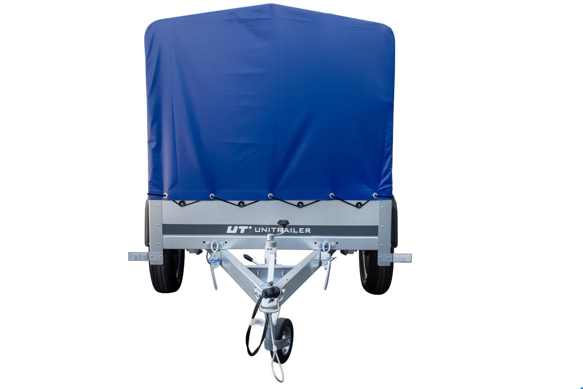 Anhänger Garden Trailer 200 KIPP 200x106 cm 750 kg [mit Hochspriegel, blauer Hochplane und Stützrad]