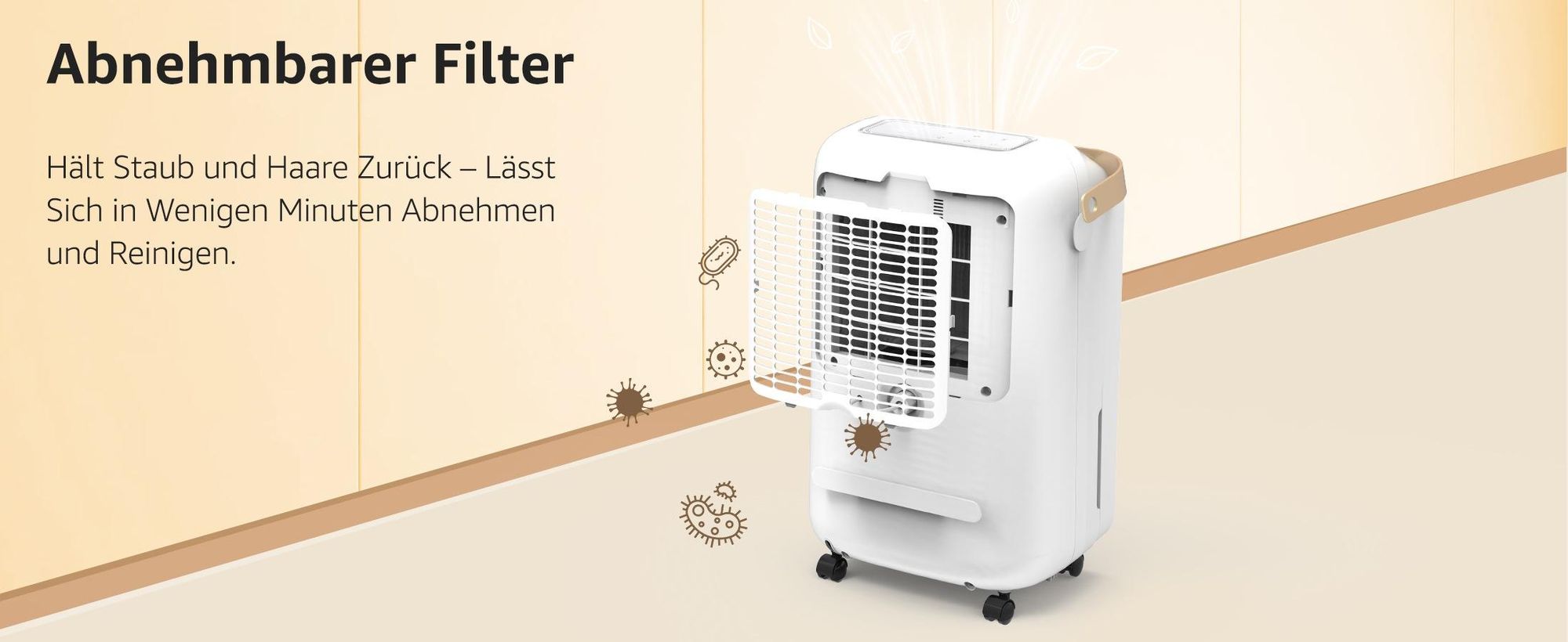 7MAGIC Luftentfeuchter 16 L/Tag, leise, mit Schlafmodus, Überlaufschutz, automatischem Neustart & Kindersicherung, für Räume bis 110 m³