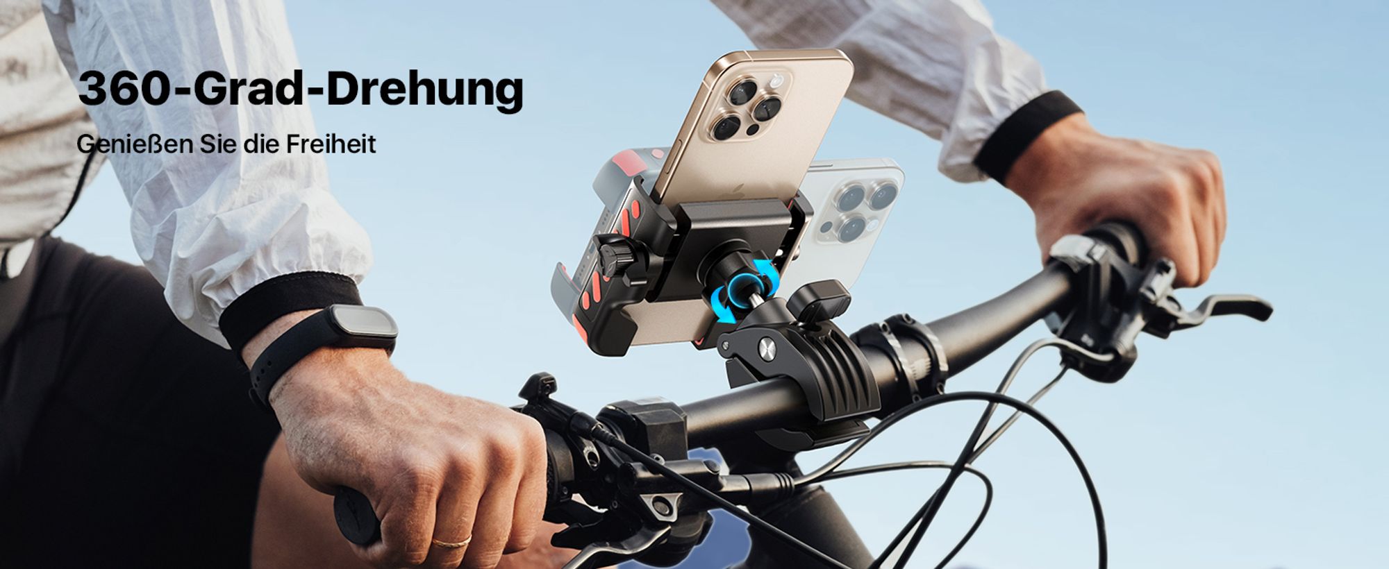 Stabile Handyhalterung Fahrrad – Schockabsorbierend metallklemme Universal Handyhalterung Motorrad 360° Handyhalter Fahrrad für iPhone 16/15/14 ProMax