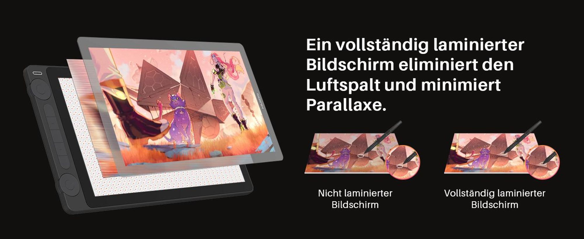 HUION Kamvas 13 Grafiktablett Black NEW Gen.3
