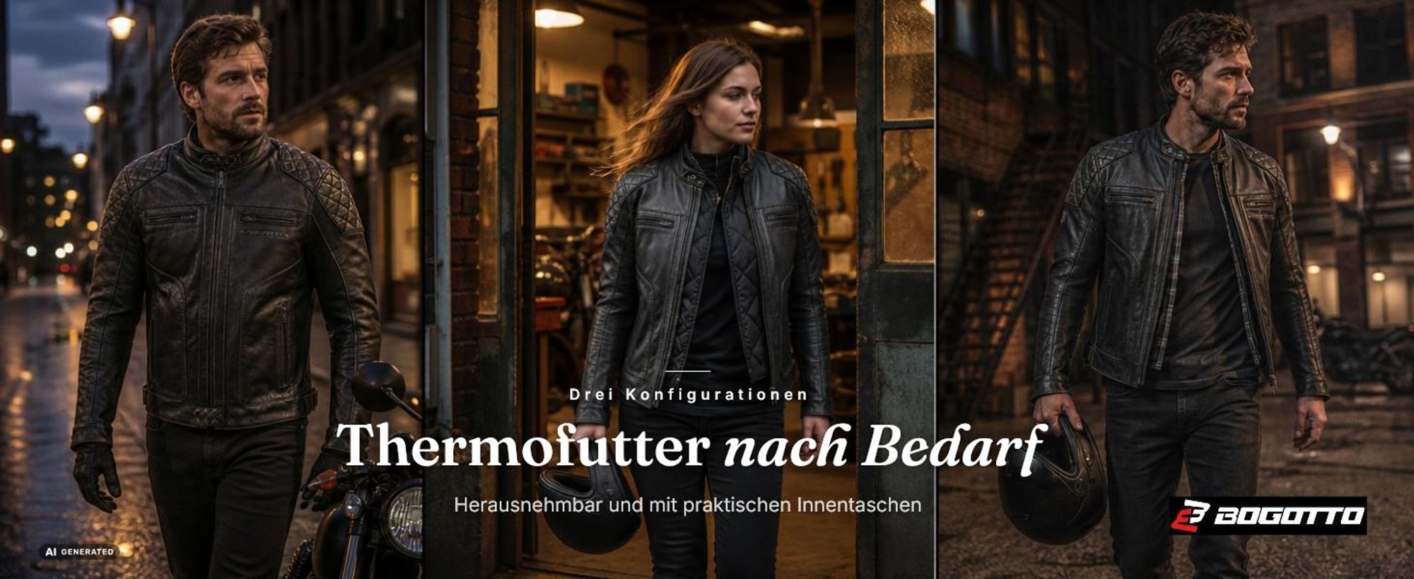 Bogotto Quick-R Motorrad Lederjacke, schwarz, 48
