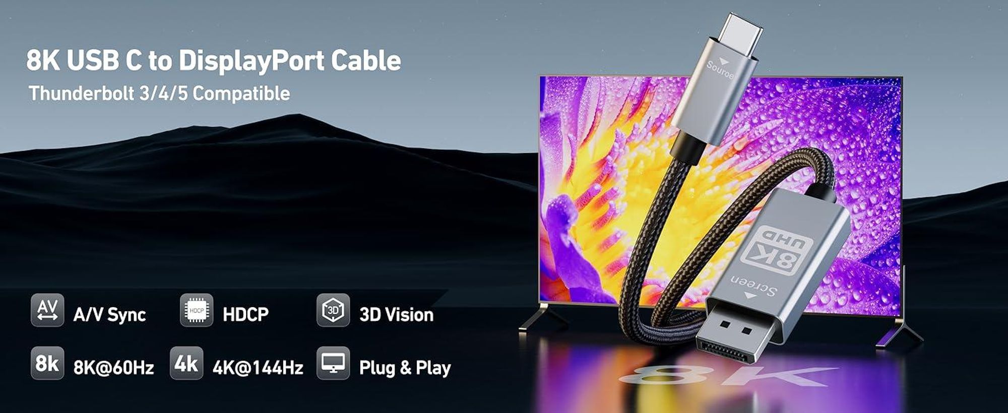 BENFEI USB C auf DisplayPort Kabel 8K 60Hz 4K 144Hz