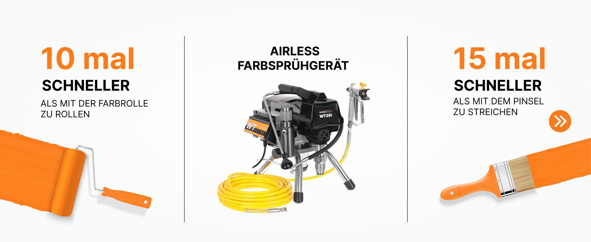 Hochdruck Farbspritzgerät Farbsprühsystem 1100W 210 bar, 2 L/min, WT20i, Airless Farbsprühgerät, Lackiergerät WT20I