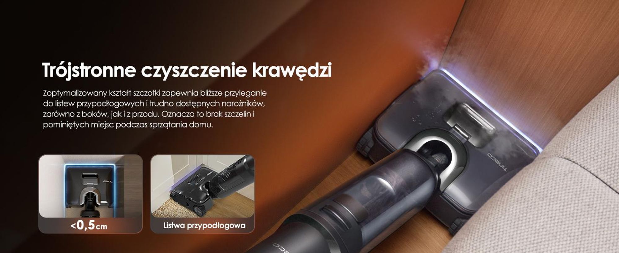 Tineco FLOOR ONE S7 Stretch Steam Bezprzewodowy Odkurzacze na sucho i mokro, 160℃ HyperSteam, Przeciwdziałający Splątaniu, FlashDry, Do 80 min pracy