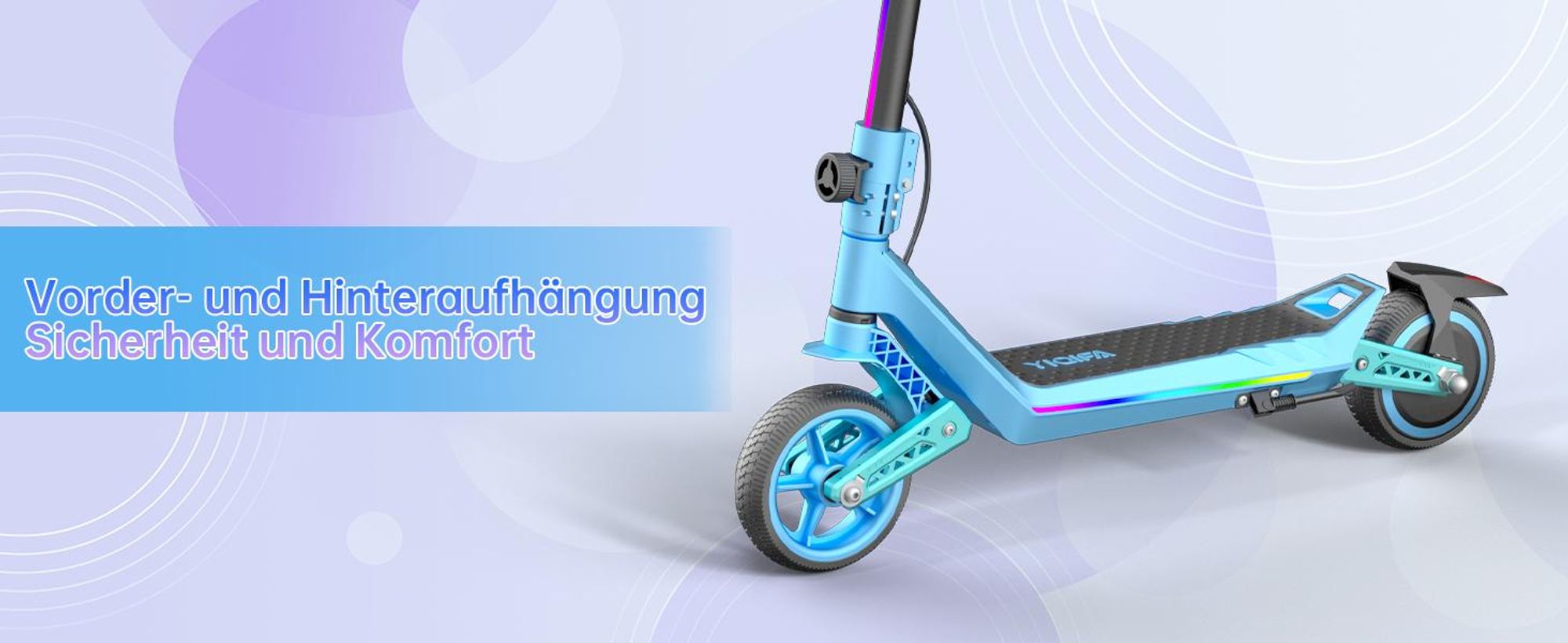 Elektroroller Kinder 6-12 Jahren, Elektroscooter 130W, Klappbar, LED, Kinder E Roller, Doppelstoßdämpfung, Max.16 km/h, Reichweite 10Km, Blau