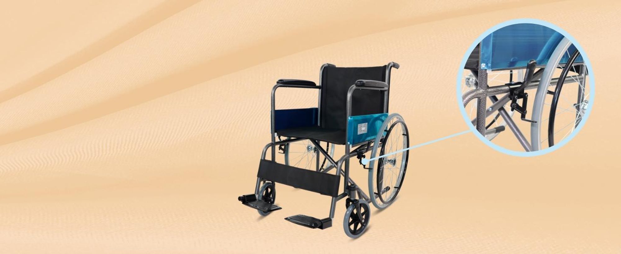 Clinicalfy Klappbarer Rollstuhl Faltbar Faltrollstuhl Rollstühle Große Räder Orthopädisch Leicht Model Júcar
