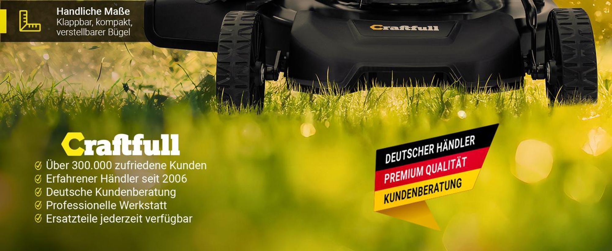 Craftfull Premium Benzin-Rasenmäher CR-196-30 | Selbstfahrantrieb - 53 cm Schnittbreite - 4 in 1 - Mähen - Mulchen - Heck- & Seitenauswurf - klappbar