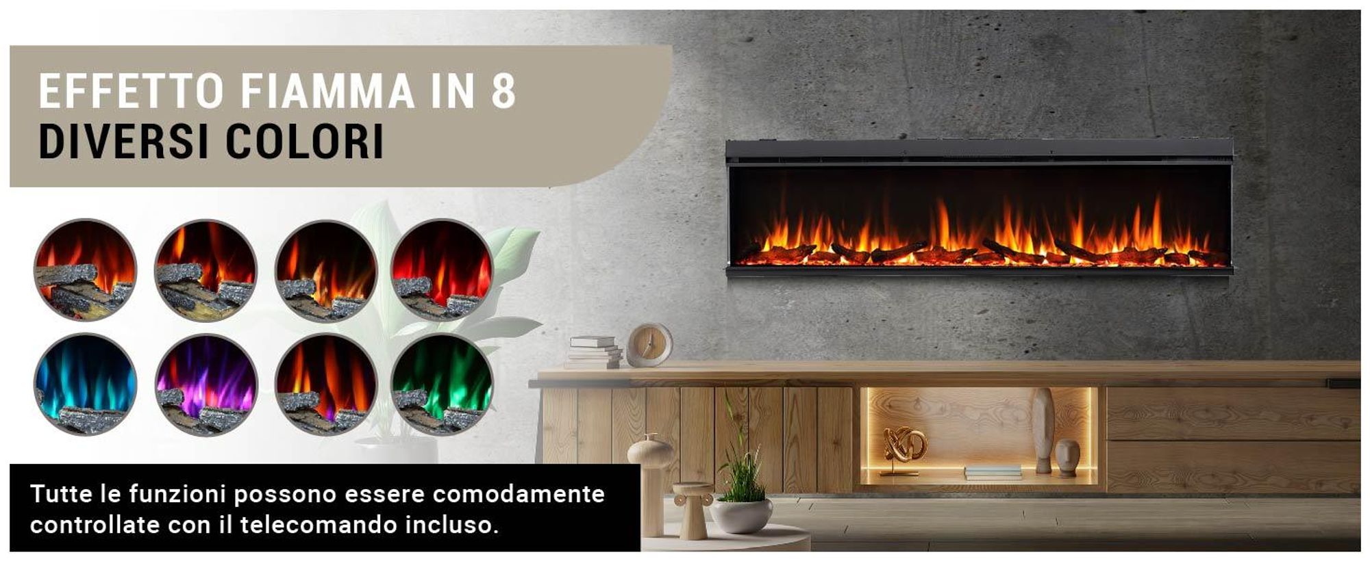 Camino elettrico BALDERIA Athena smart 72 - Camino da incasso - Nero