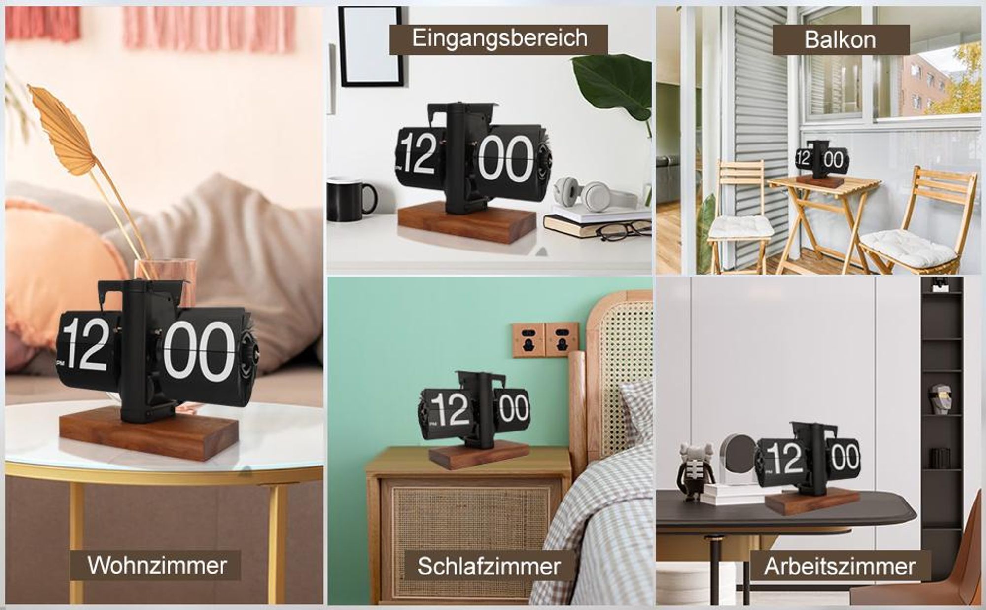 Flip-Tischuhr, Flip-Schreibtischuhr, Retro-Flip-Uhr, Vintage-Tischuhr, Automatisches Drehen, Batteriebetrieben, Mechanische Schreibtischuhr