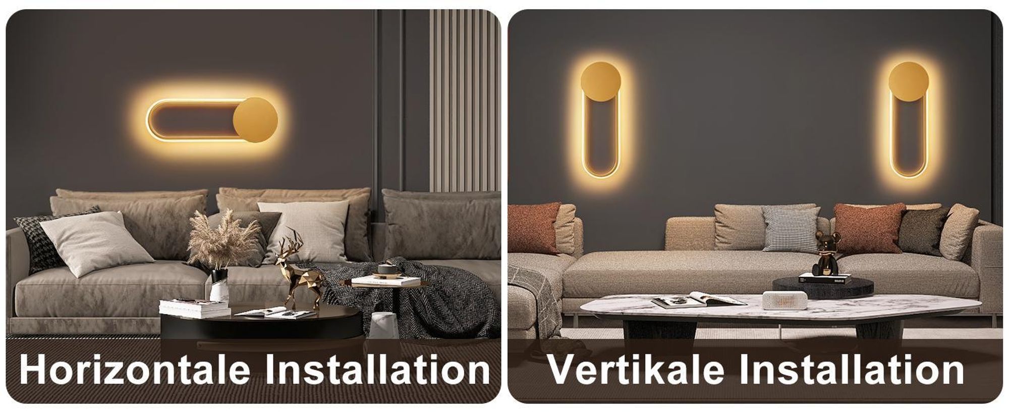 ZMH LED Wandleuchte Innen Wandlampe 12W Treppenhauslampe 41cm Gold Flurlampe Modern Design 3000K Warmweiß Minimalistische Wandbeleuchtung für Schlafzimmer Wohnzimmer Flur Treppenhaus Küche