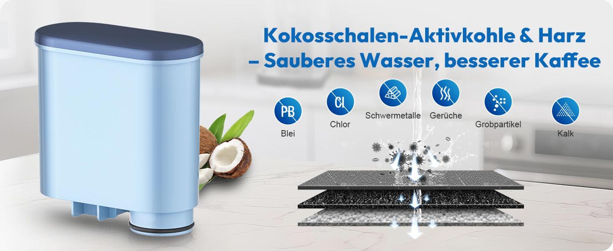 6er Pack Wasserfilter Kaffeevollautomat für Philips Aqua Clean CA6903/10 & CA6707/20, Kompatibel mit Saeco und Philips Aquaclean filter