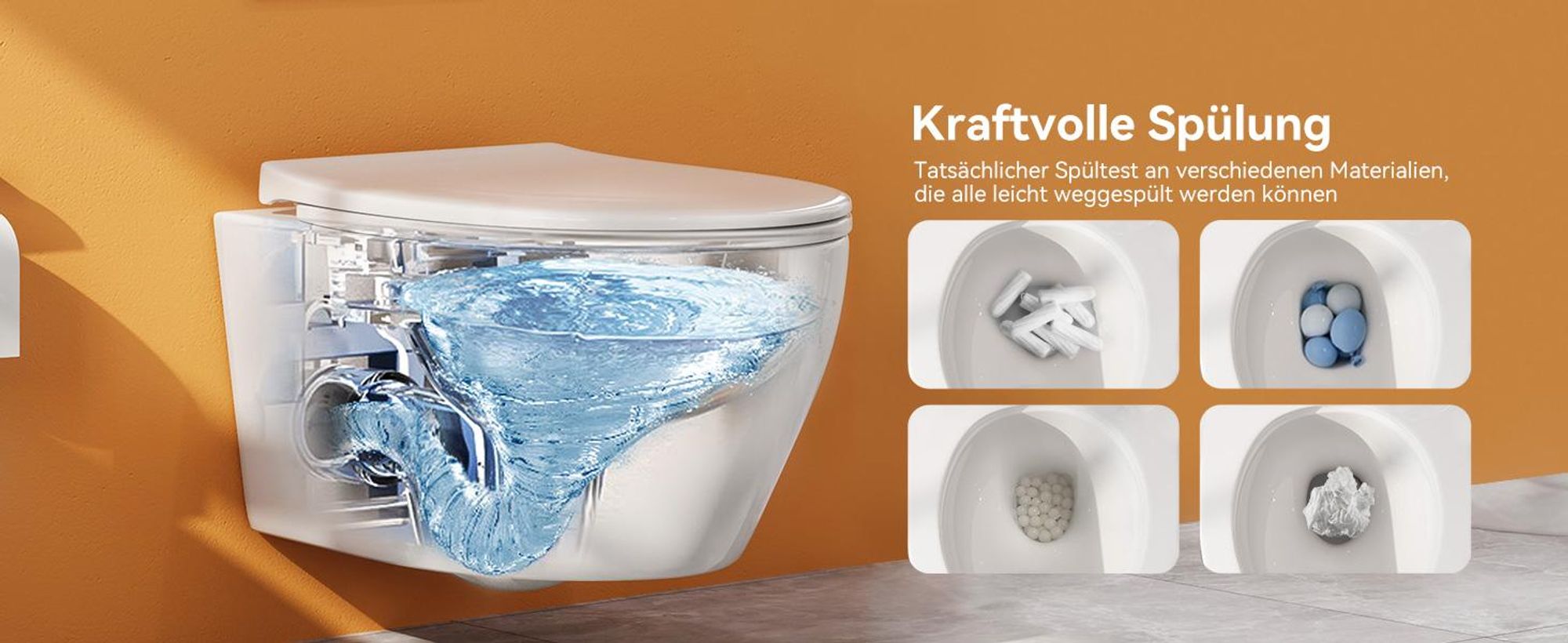 Wand Toilette mit kraftvolle Spülung
