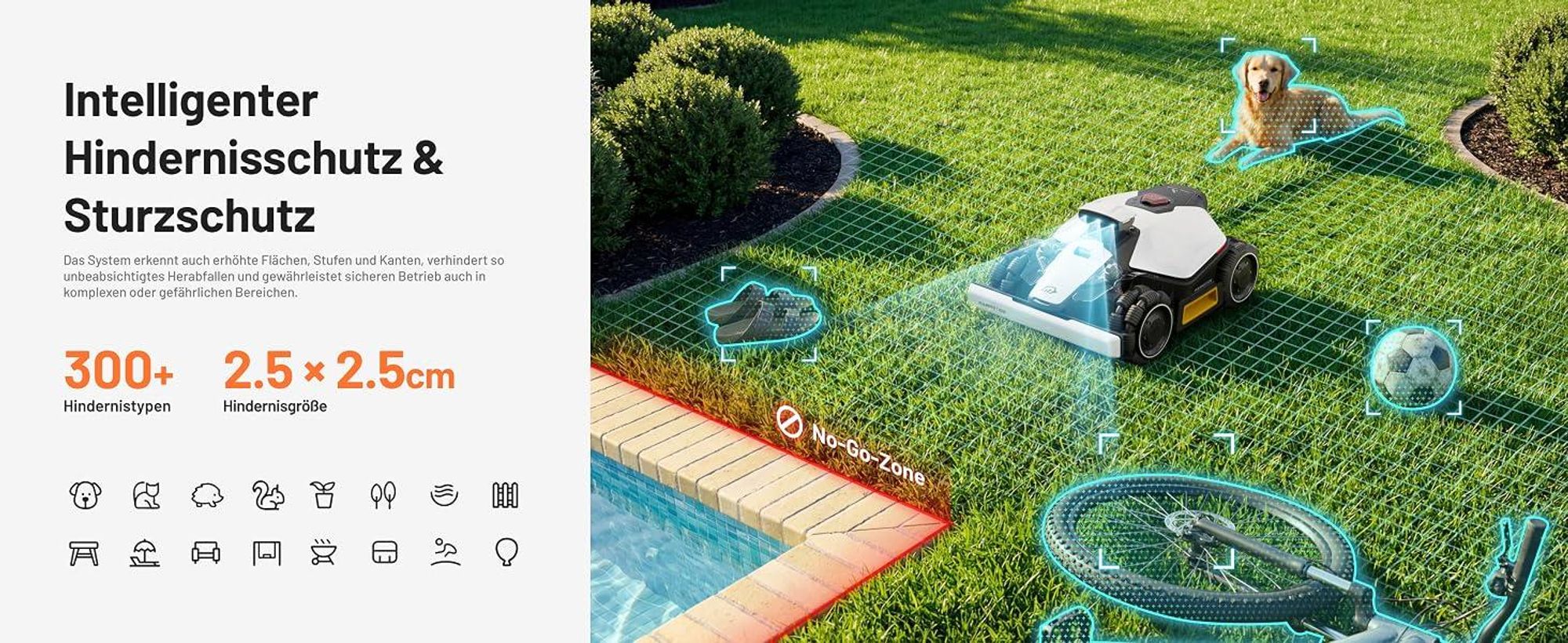 Mähroboter Mammotion LUBA Mini 2 AWD 1000 mit Garage, Waschständer, ohne Kabel, bis 1000 m², Randmähen, DropMow, Auto-Kartierung, 4G-Modul, APP
