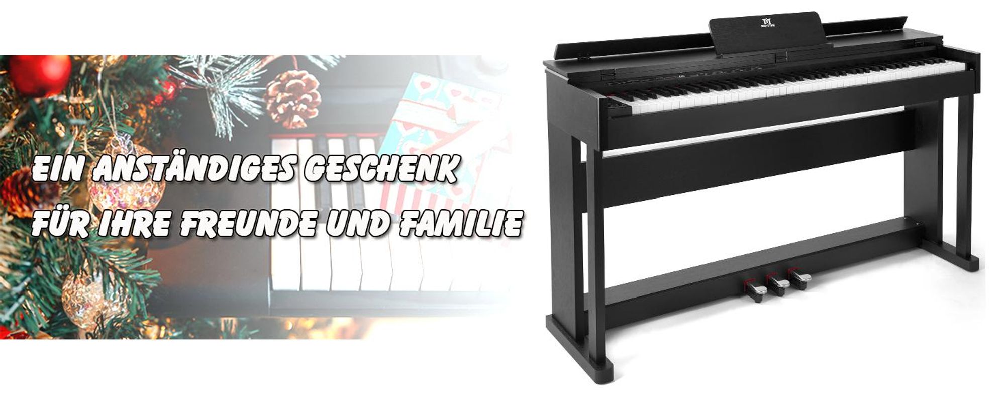 MUSTAR Digital-Piano 88 Tasten Hammermechanik 3 Pedale USB MIDI 680 Sounds 600 Rhythmen Aufnahme Kopfhörer  141.5x77x35.5cm 34.3kg,schwarz