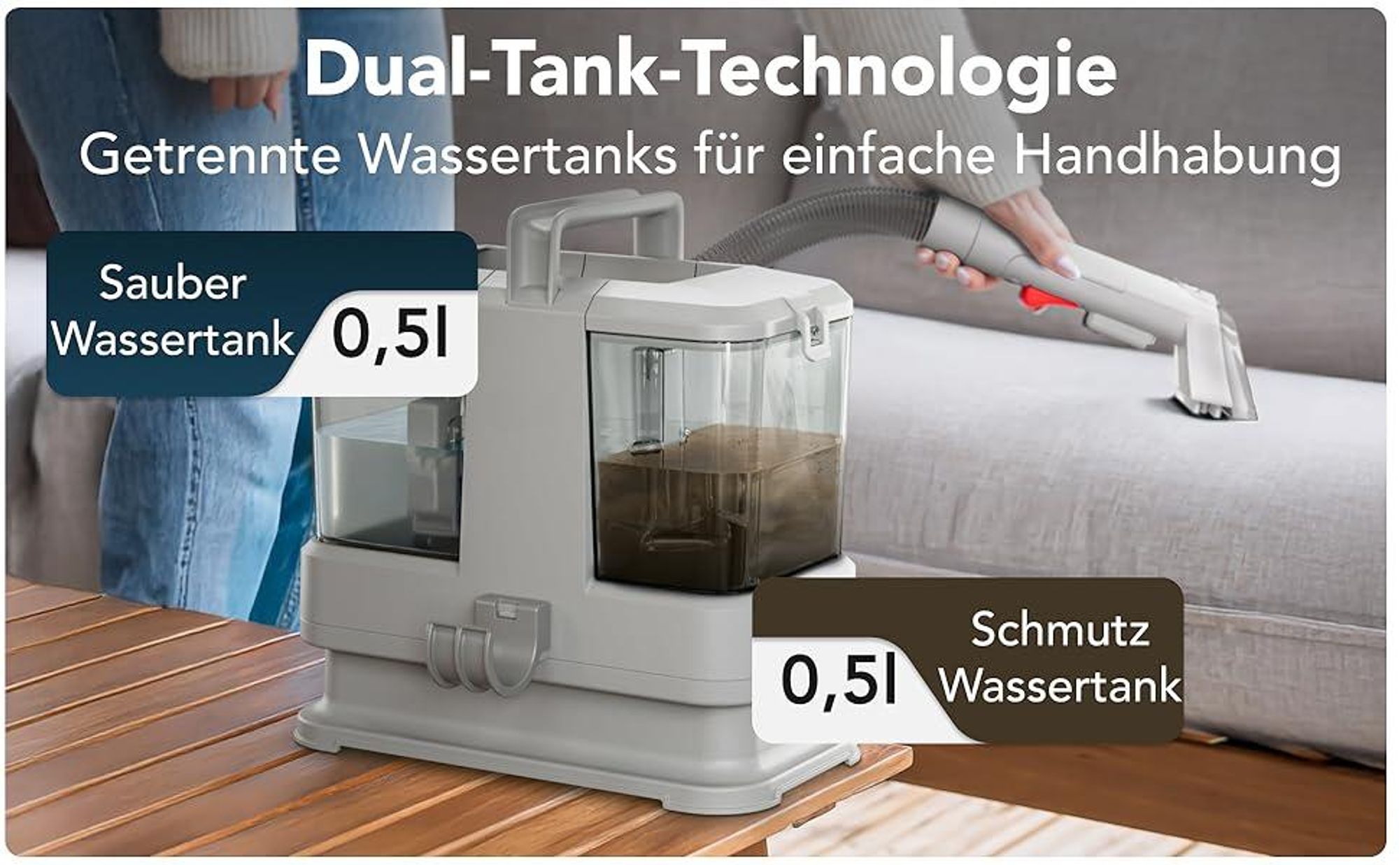 Waschsauger, Teppichbodenreiniger Universal Nass & Trockensauger mit Zubehör, Selbstreinigung, Staubsauger für Teppiche, Polstermöbel, Tiere, Flecken