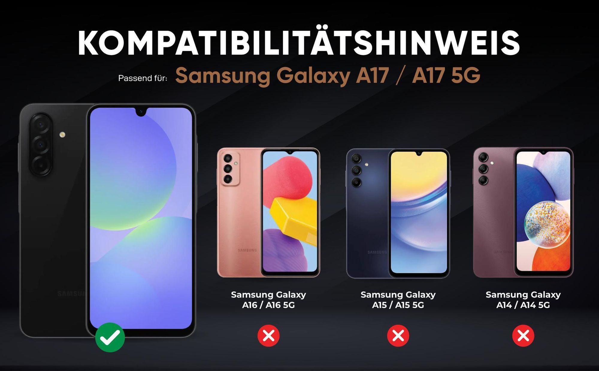 Kompatibilitätshinweise Hülle für Samsung Galaxy A17
