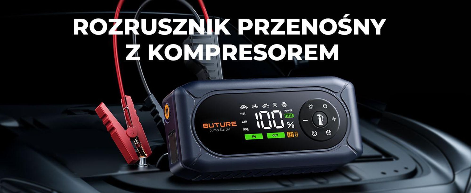 Buture Rozrusznik samochodowy Jump Starter Power Bank, 5000 A, 16800 mAh(do wszystkich silników benzynowych i silników Diesla  10,0L) BC02