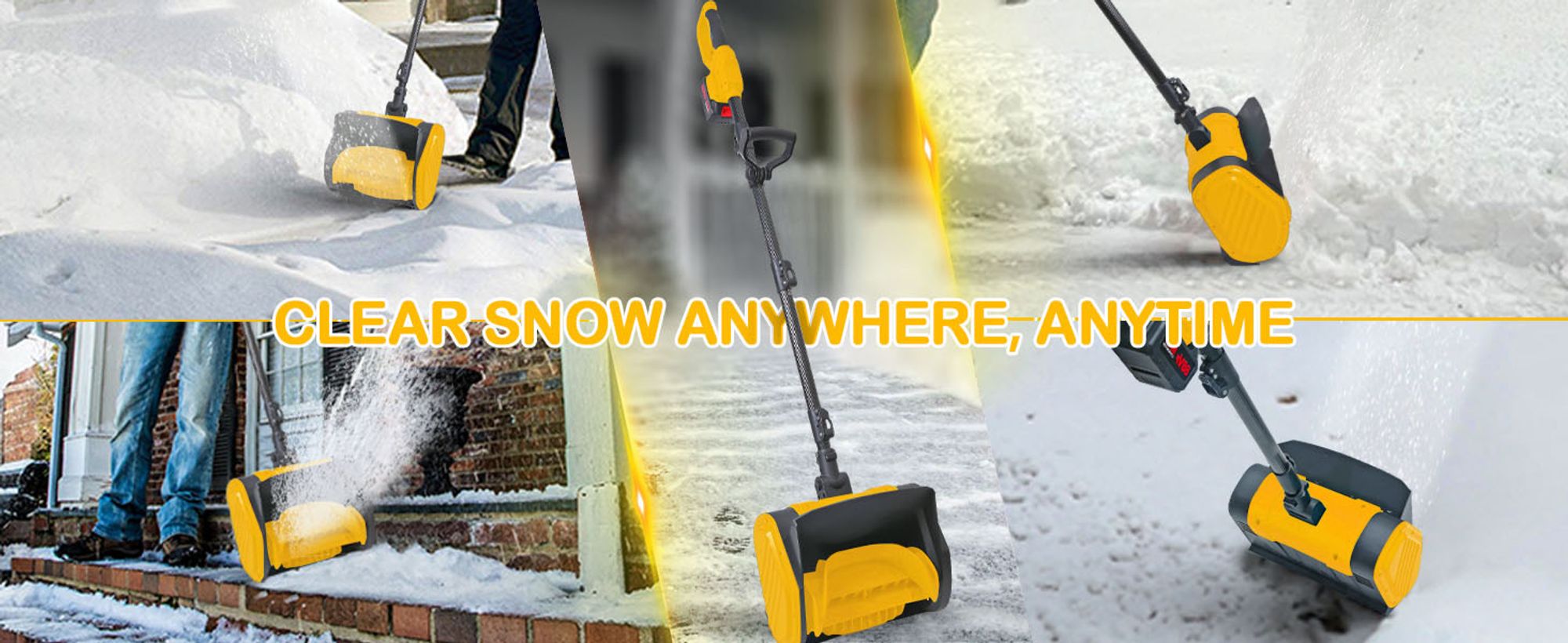 20V Akku-Schneefräse, abnehmbare Schneefräsen, maximale Wurfweite 8 m, Schneeräumbreite 28 cm, 2Akkus, Zusatzhandgriff, elektrische Schneeräumung,Gelb