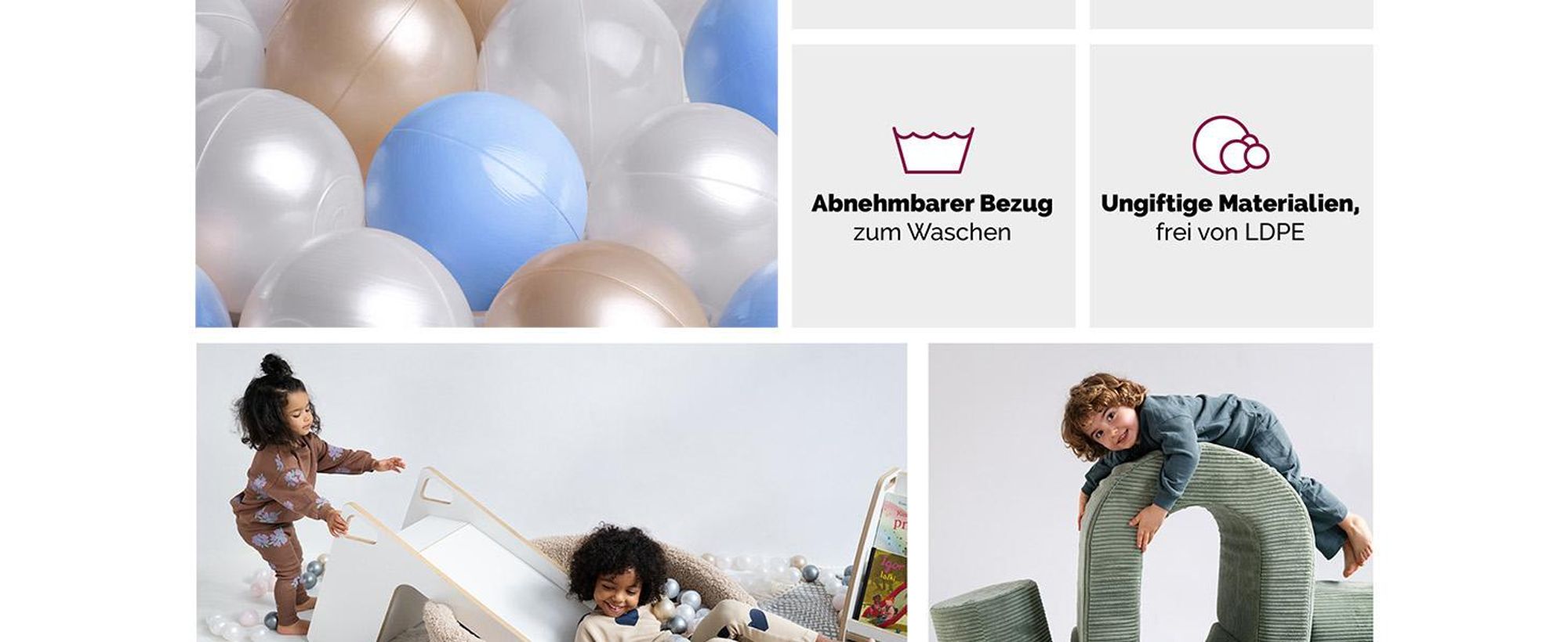 MISIOO Bällebad mit Schaumstoff-Füllung - 90x30cm - 200 Bälle für Bällebad - Hochwertige Bällebad Bälle für Kinder - Weiches und Sicheres Spielzeug