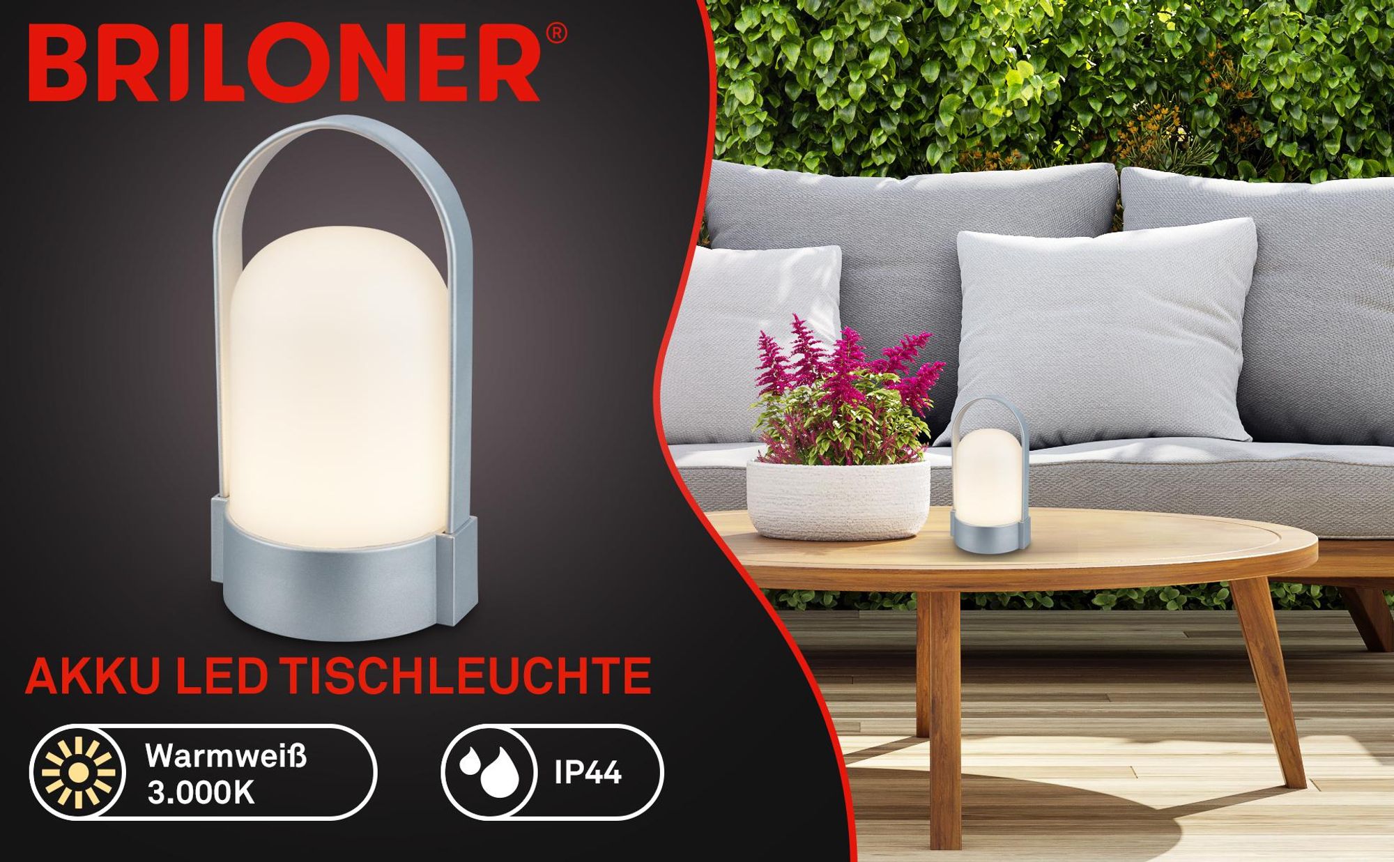 LED Tischlampe Akku LED Tischleuchte Dimmbar Kabellos Touch Terrasse Warmweiß
