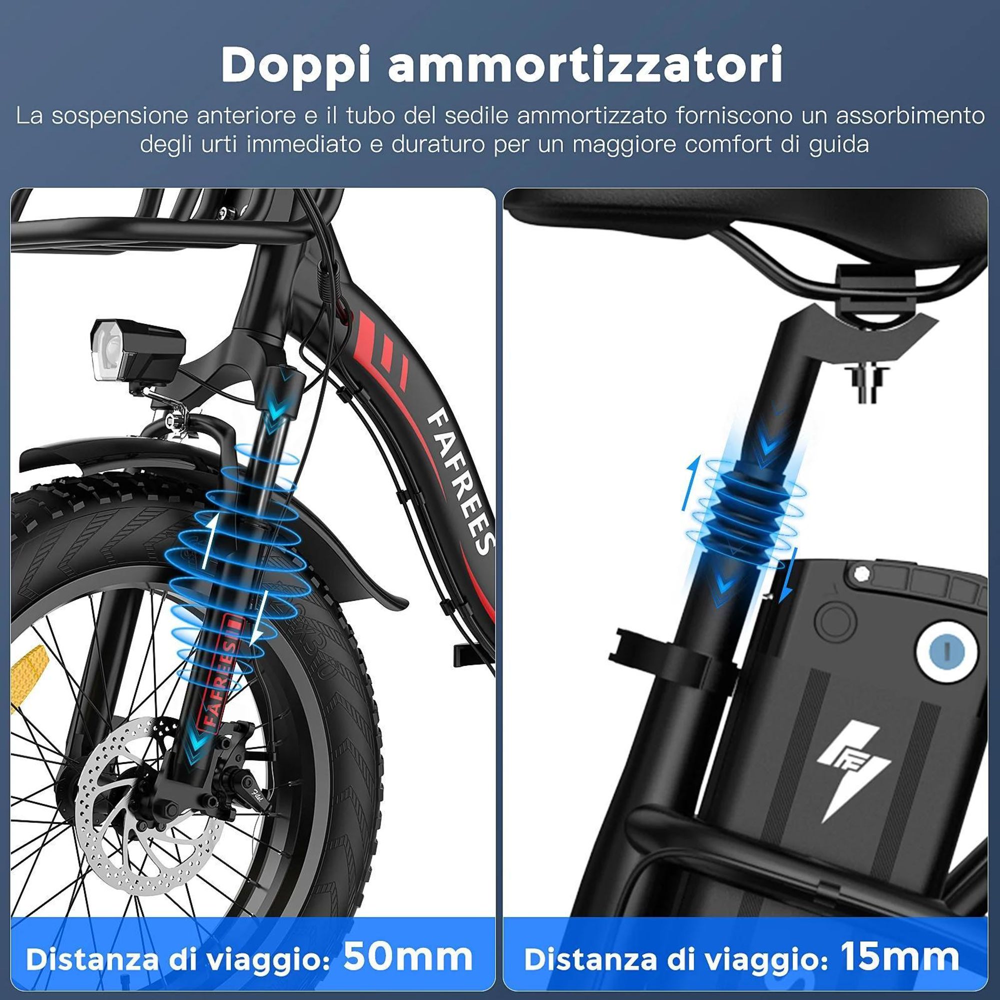 Electric Bike FAFREES F20 Max - Batteria 48V30AH Pneumatico 20" Freno a disco meccanico - Rosso