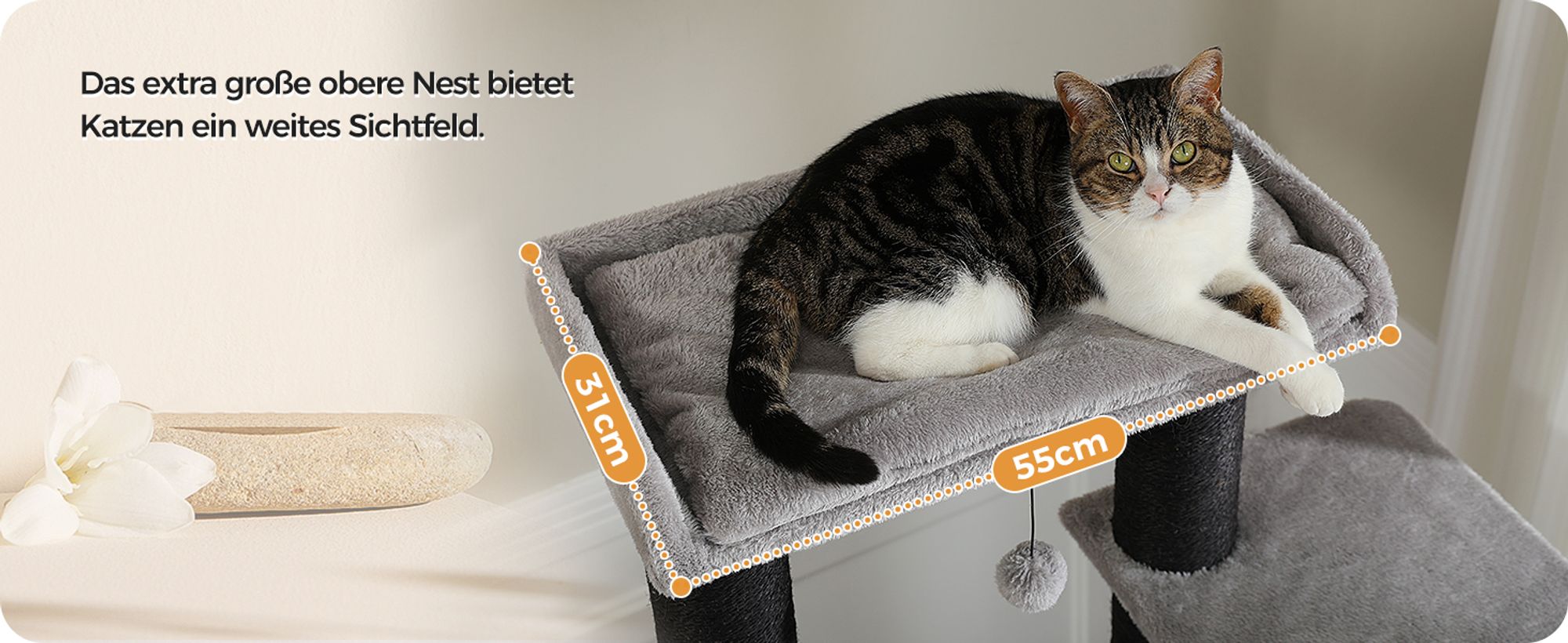 PAWZ Road Kratzbaum Grosse Katzen stabil mit 11cm Stämme, Kratzbaum XXL 170cm