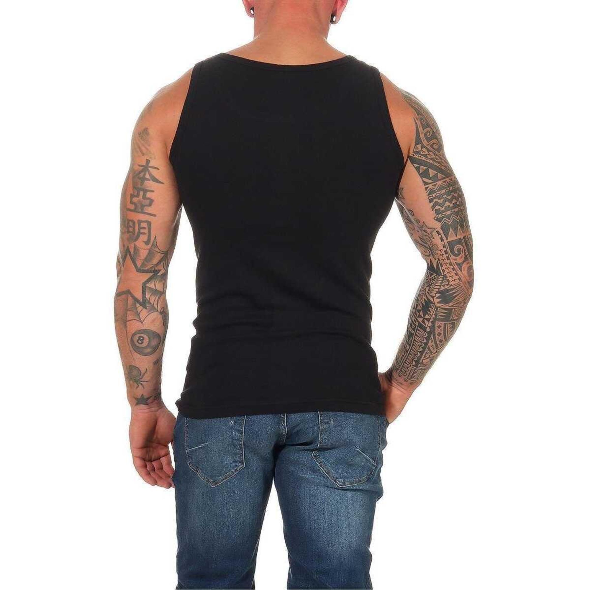 2 Stück Herren Unterhemd Männer Unterwäsche Baumwolle;  Schwarz/S – Variante 4