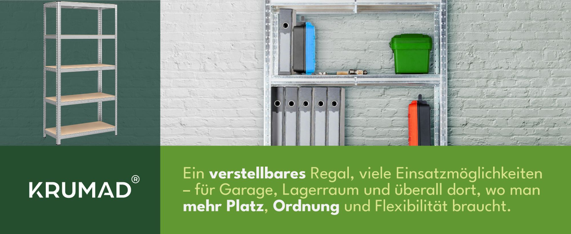 KRUMAD Schwerlastregal 180x90x40 cm 5 MDF Böden 875 kg Tragkraft Regal Metall für Garage Keller Werkstatt Lagerregal ohne Schrauben Höhenverste