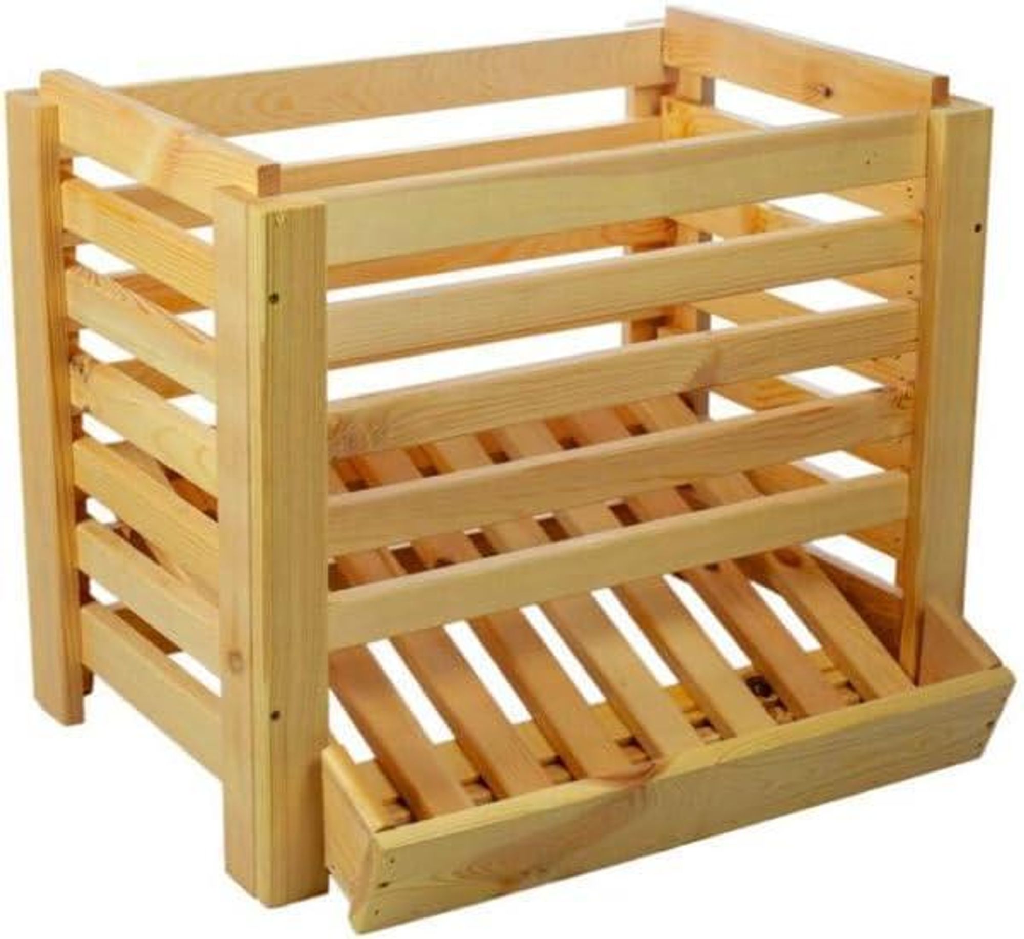 STOLMAK Kartoffelkiste Holz 80x50x50 cm – Große Aufbewahrungsbox für Kartoffeln, Zwiebeln, Obst & Gemüse – Stapelbare Holzkiste – Kartoffelbox Holz