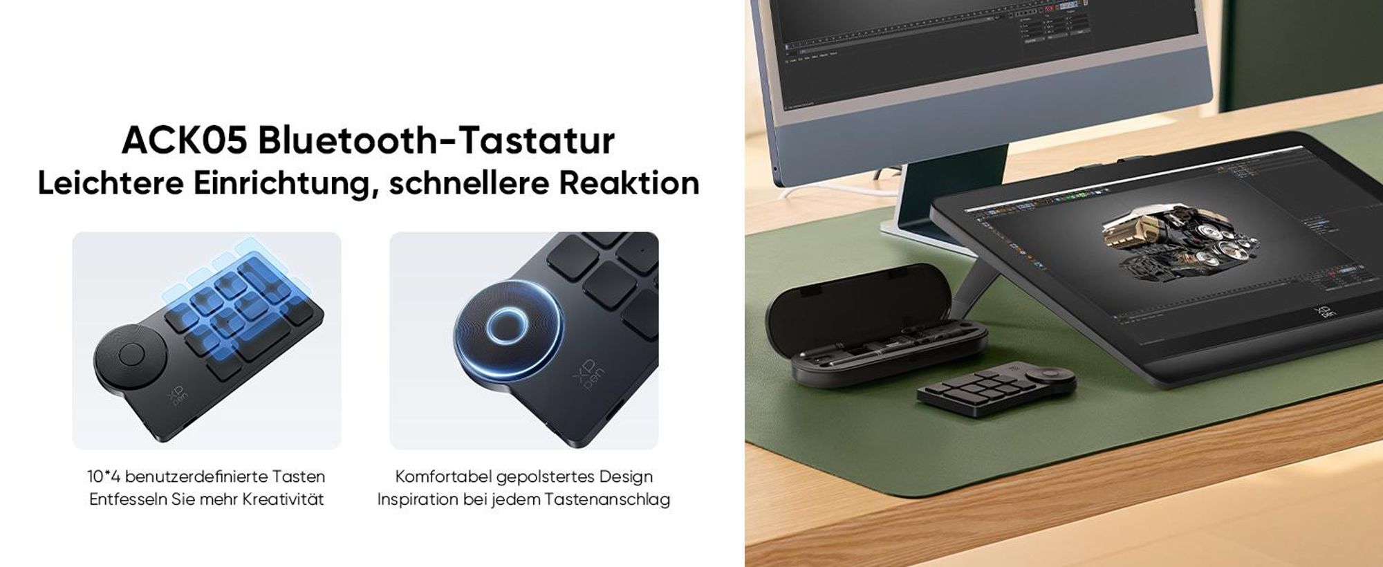 XPPen Artist Pro 19 (Gen 2), Verkabelt & Kabellos, 5080 lpi, 409 x 230 mm, USB/Bluetooth, 1 cm, Stift, Berührung
